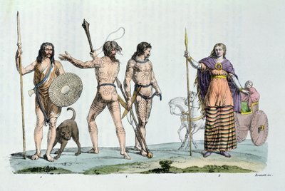 Celtic people at the time of Julius Caesar, illustration from 